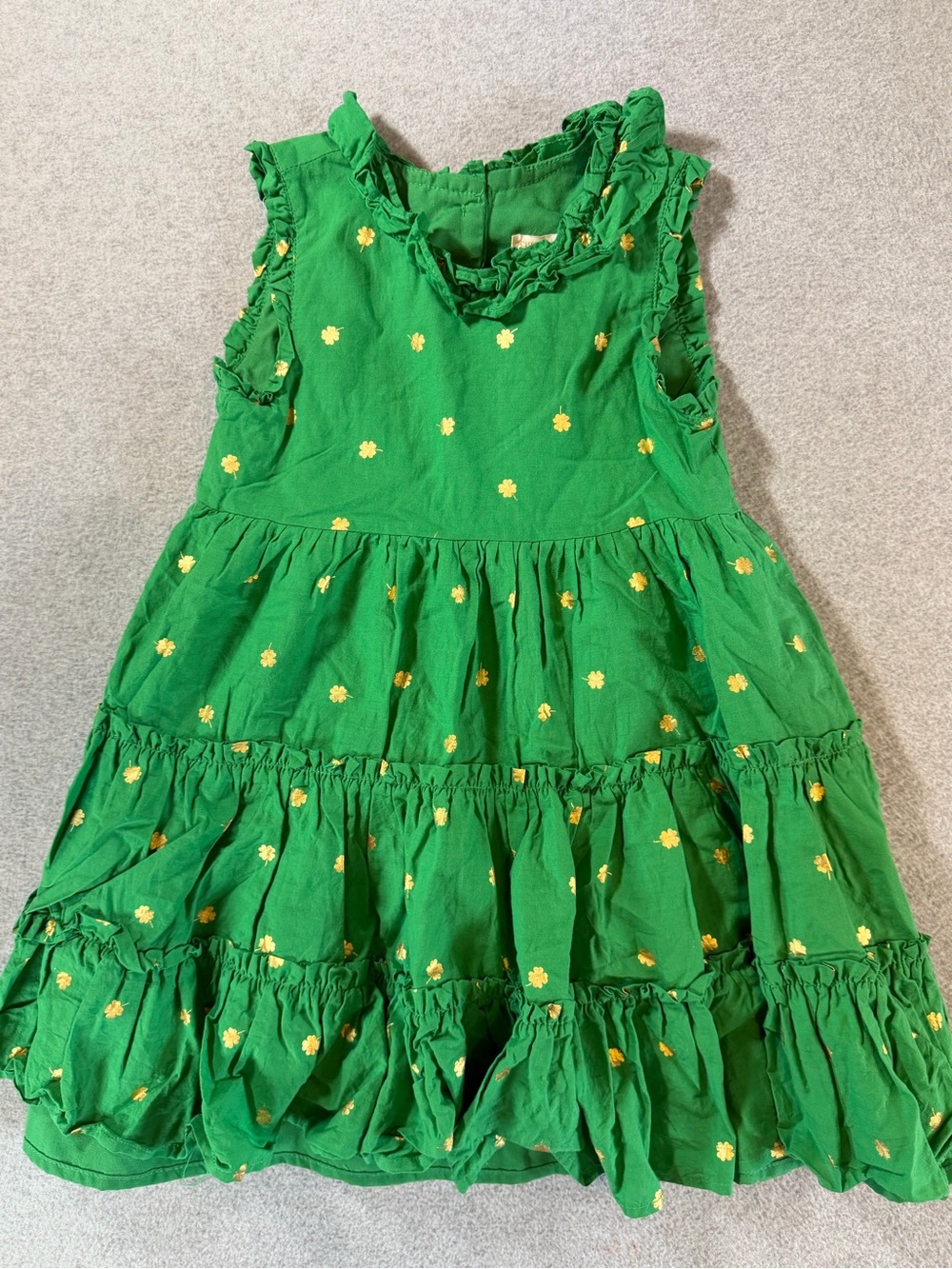 Christian Siriano Green Tiered Dress with Gold Daisy Accents